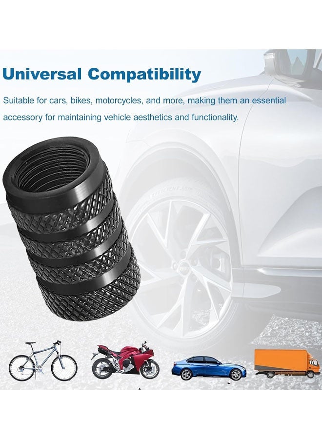 16 PCS Tyre Valve Caps, Black Dust Caps For Car Tyres Tire Valve Stem Caps, Durable Universal Aluminum Tyre Dust Caps Stem Cover For Cars, Bike And Bicycle, Trucks, Motorcycles - Image 5